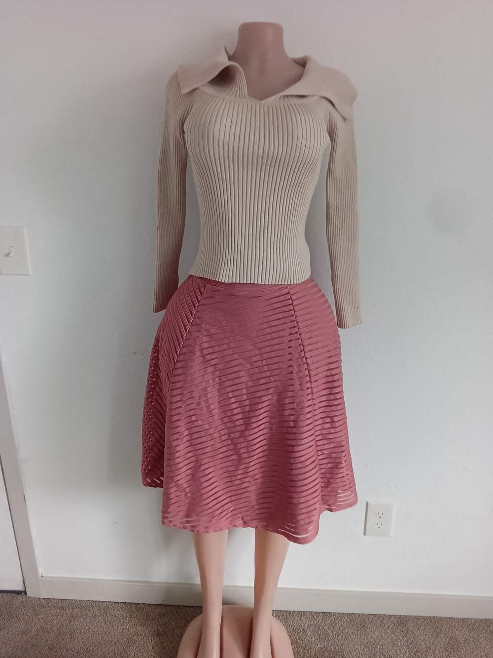 Pleated A-Line Pink Women's Skirt